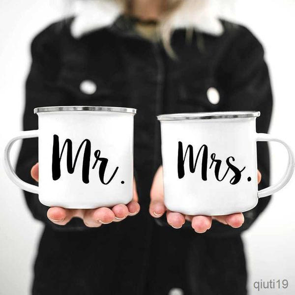 Mugs Mr et Mrs Mugs Mignon Cadeau Saint Valentin Ses Amoureux Camp Cup Mari et Femme Mug Émail Cadeau pour Couples R230713