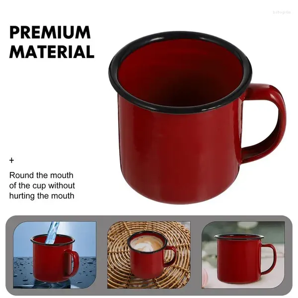 Tasses tasse tasse émail café Camping tasses thé Vintage métal eau potable fer étain feu de camp voyage Camp rétro poignée