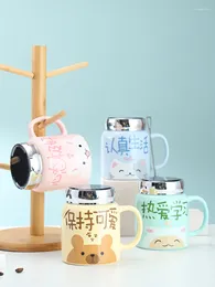 Tasses tasses mignonnes mignonnes guérison avec cuillère de couvercle en céramique coréenne tasse de café couple adulte