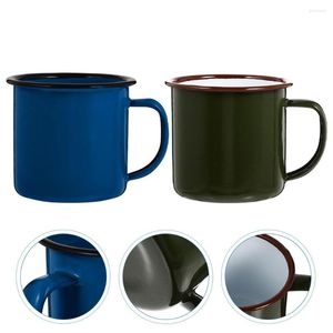 Tazas, taza esmaltada, café, tazas para acampar, agua del té, lata para beber, esmalte Vintage, metal, campamento, expreso, jugo, fogata, Retro