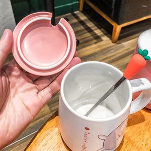 Mokken Mok Student Koreaanse schattige keramische beker met deksel lepelpaar kantoor water ins drinkglas melk