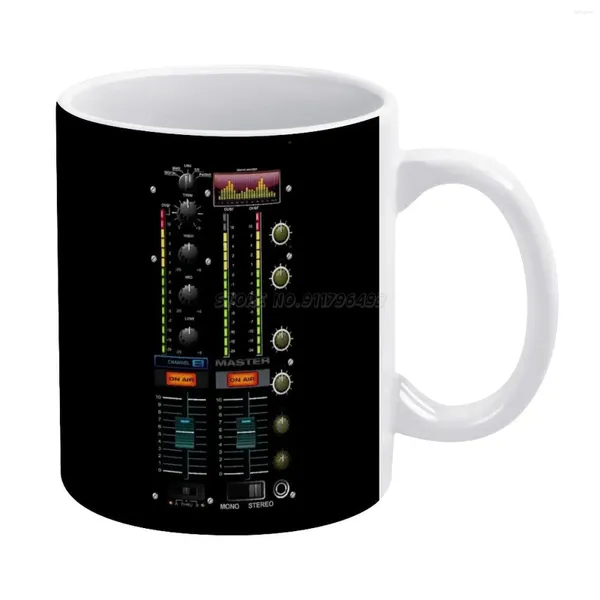 Mugs Music Mixer White Mug à amis et famille Créative Gift 11 oz Coffee Ceramic DJ Deejay Composants électroniques par