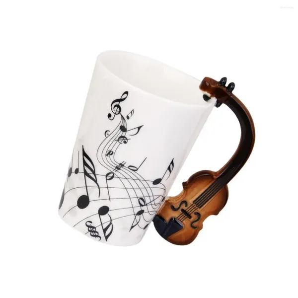 Tasses tasse de musique avec poignée en forme de clarinette tasse en porcelaine Note noire