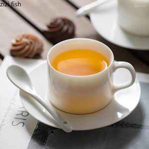 Mokken Mutton Fat Jade Porselein Coffee Cup en Saucer Set Parage Water Afternoon Tea Milk Cups