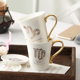 Tasses Muzity Ceramic Coffee Mug The Zodiac Design Porcelain Tea avec couvercle et coffret cadeau à cuillère Emballage
