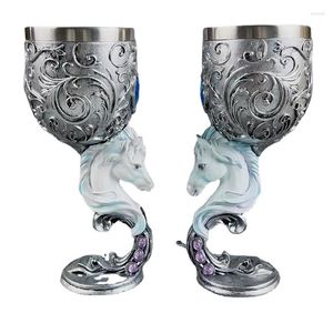 Tasses mythes et personnalité créative 3D stéréodragon sculpté en acier inoxydable en acier vintage couple paire de tasses à vin à vin tasse de bière