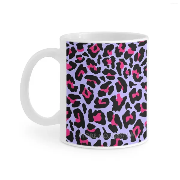 Tazas Taza Blanca Neonpard Tazas De Café Taza De Té Regalo De Cumpleaños Leche Y Leopardo De Neón Patrón Sin Costuras Vector Piel De Animal