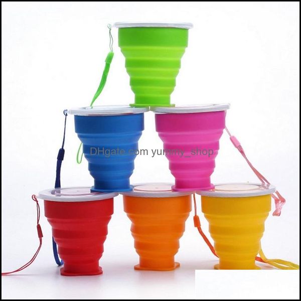 Tasses Nouveau Pliage Tasses À Eau En Plein Air Voyage Sile Rétractable Tumblerf Télescopique Tasse Pliable 200Ml Drop Delivery Home Garden Kitc Otsl9