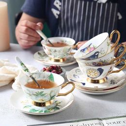 Tasses nouvelles tasses à café en marbre avec poignée dorée tasse en céramique européenne et sauce l'après-midi tasse à thé