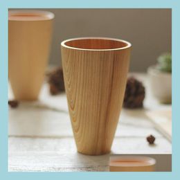 Mokken Nieuwe originele houten beker hout voor waterbier koffie drinkwarebekers in theekopjes drop levering home tuin keuken eetbar dheon