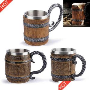 Tasses Nouveau Rétro Corne Skl Résine Bière Tasse En Acier Inoxydable 3D Jeu Tankard Tasse À Café Tasses En Verre De Vin Boire Drop Livraison Maison Jardin K Dhpnc