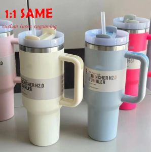 Tazas Nuevas tazas de 40 oz Vaso con asa Vasos aislados Tapas Paja Taza de termos de café de acero inoxidable DHL EE. UU. Stock 1219