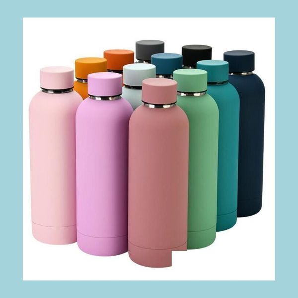 Tasses Nouvelles Coupe 17Oz 500Ml Flacon Sports Bouteille D'eau Double Paroi En Acier Inoxydable Vide Insated Voyage Thermos Personnalisé Mat Couleurs D Dh3Eo