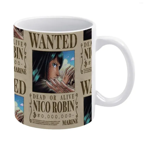 Tasses Nico Robin 1er affiche recherchée-one pièce blanche tasse de bonne qualité imprimer 11 oz tasse de café anime tard manga japon eiich