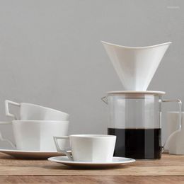 Tasses nordique en céramique noir Cappuccino tasse à café et soucoupe ensemble porcelaine expresso Latte lait thé tasse verser sur filtre goutteur