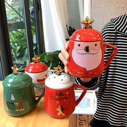 Tasses nordique en céramique tasse Style coréen noël dessin animé café créatif père noël lait amoureux cadeaux