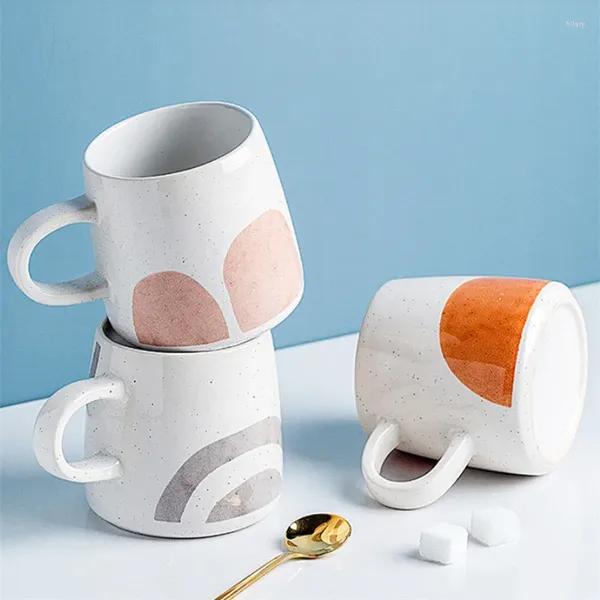 Tazas Nordic Ceramic Taza de café linda con tapa y cuchara Creative Creative de porcelana Desayuno de porcelana Caza de leche Caza de té Cup Subbywware