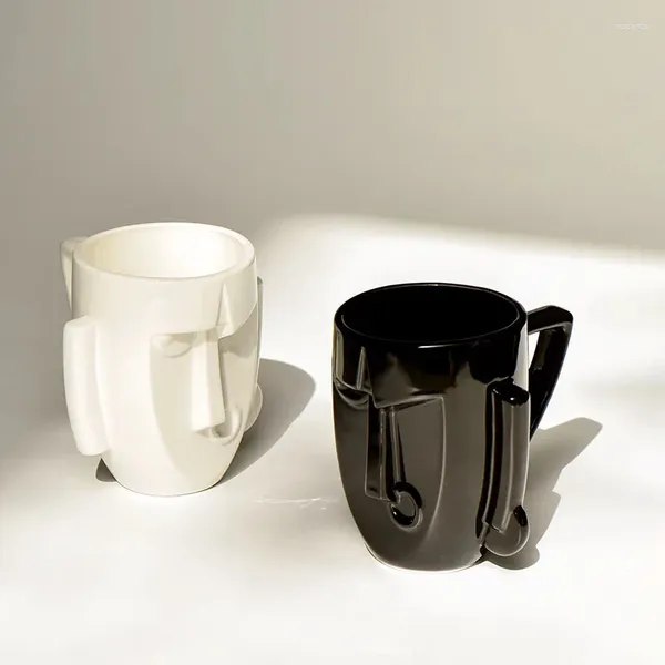 Tazas Taza de cerámica nórdica con cara humana, adornos creativos para sala de estar, dormitorio, taza de pareja, café, agua, artesanía, decoración del hogar