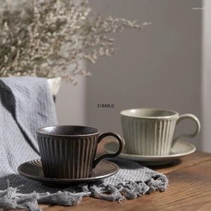 Mokken Noordse keramische minimalistische handgemaakte koffiekopje met schotel set Creative Pottery Afternoon theekop Office Water Mok Drinkware