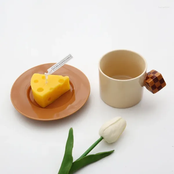 Tasses nordiques céramiques Coffee Milk Mug Bucup avec disque salon table à manger tasse tasse de décoration maison accessoires