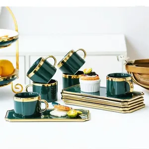 Tazas Nordic Coffee Cup Set Green Creative con Spoon Dim Sum Dish Tarde Tea Té Negro Manguestránea Hogar.