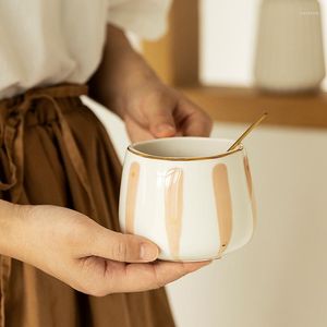 Mokken Noordse creatieve 370 ml keramische koffiekopje nuttige watermelk mok goud ingelegd paar thuis vakantie verjaardag drinkware cadeau benodigdheden
