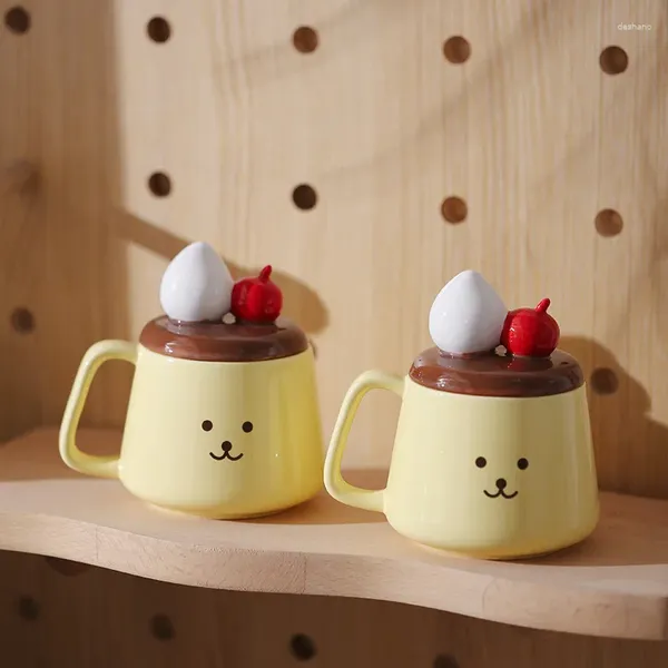 Tasses nordique mignon dessin animé chien tasse en céramique petit déjeuner lait avec couverture étudiant café dortoir décoration de la maison accessoires