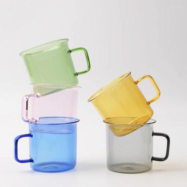 Tasses nordiques en verre Borosilicate coloré tasses à eau ornements salon cuisine thé au lait maison petit déjeuner artisanat