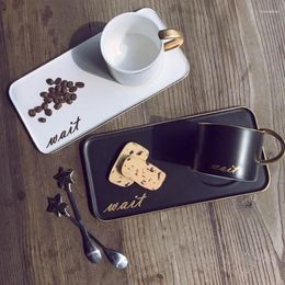 Tasses nordiques ins céramique tasse de café en or noir et blanc petite tasse de thé de luxe de style européen avec collation en étoile