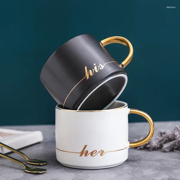 Tazas Nordic Ins Gold Foil Coffee Coffee Café con cuchara Simplomera Simple Ceramic Tarde Tea Restaurant Bocellera leche