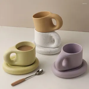 Mokken Nordic Ins Style Pangpang Fat Mug Creative Novelty Cup en Saucer Coffee Ceramic