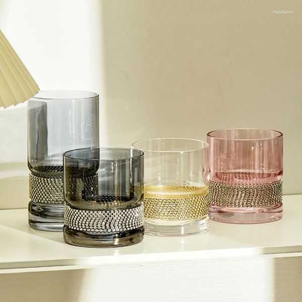 Tazas Nordic Light Luxury Diamond Crystal Glass Copa de agua potable de alto valor Jugo de vino Accesorios de decoración de escritorio