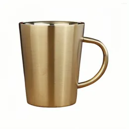 Tasses nordiques en acier inoxydable à bière tasse de café eau à eau tasse de boissons froides avec des mises à double boisson murale or argent 340 ml