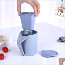 Mokken Noordse tarwe St Tea Cup Saucer deksel infuser stijl paar mok plastic kantoor drop levering home tuin keuken eetbar drinkwar dhfnb