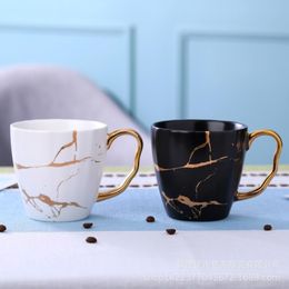 Mokken Nordic Wind Light Luxe Golden Marble Cup Coffee Matte Ceramic Amazon Cross-Border Express Mug Cups 210Q
