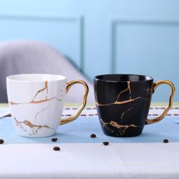 Mokken Nordic Wind Light Luxe Golden Marble Cup Coffee Matte Ceramic Amazon Cross-Border Express Mug Cups 176L