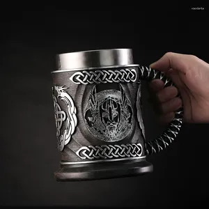 Tasses mythologie nordique dieu de la guerre Odin tasse à bière doublure en acier inoxydable tasse à café thé grande capacité Pub Bar cadeau de fête