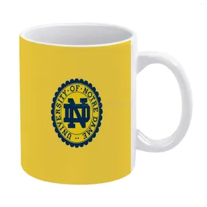 Tasses Notre Dame White Mug vintage Unisexe Taille Fighting Irish Green Blue Gold