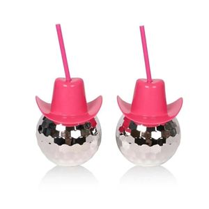 Tasses Nouveauté Cowboy Hat Sier Disco Ball Cup avec St Tumbler pour la fête et la bouteille de mariage Drop Delivery Home Garden Cuisine, Bar à manger Dhz7M