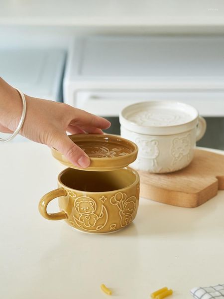 Tazas Taza De Avena Leche Soja Con Tapa Polvo Especial Para Niños Bebida Cerámica