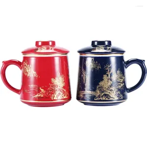 Mokken Office Coffee Mug Filter Herbruikbaar met Cover Vintage Ceramics Creative geïsoleerde porselein Tazas Tea Cup Set xx60cm