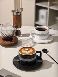 Mugs Office Lady Driladicy Café tasse et soucoupe Set Light Luxury Star Anneau Sparkly Mug Cawn Box Home Use Breakfast Milk