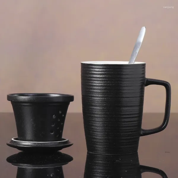 Tasses Tasse De Bureau Avec Couvercle Filtre En Céramique Doublure De Tasse Simple Bouteille Pour L'eau Café Voyage 450ml