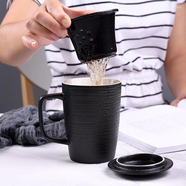 Tasses Tasse de bureau avec couvercle, grande capacité, filtre en céramique personnalisé, doublure de tasse, bouteille simple pour l'eau et le café, voyage