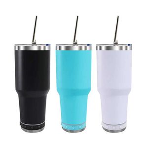 Tasses extérieures Bluetooth en haut-parleur gobelers hétérosexuelle sublimation blancs 30oz music cup cadeaux thermos bouteille d'eau livraison gratuite 240410