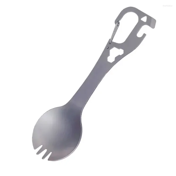 Tasses fourchette et cuillère d'extérieur, ustensiles de service, Spork Camping pique-nique en acier inoxydable, ouvre-bouteille pratique voyage métal