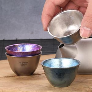 Tazas para exteriores, taza de té de titanio puro, vajilla para acampar de doble pared, taza para beber, Picnic, bebida diaria, 50m