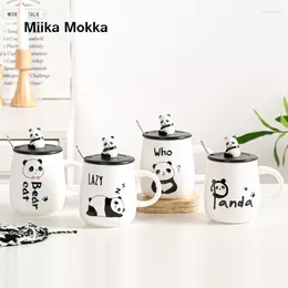 Mugs Panda Mug Coffee Breakfast Cup Large Capacity Water Glass Milk Creative Cartoon Ceramic With Lid Spoon