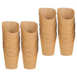 Tazas Tubo de papel Contenedores de refrigerios Kraft Soportes portátiles para papas fritas Vasos desechables Suministros de alimentos