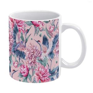 Tasses Pastel Spring Gardens Tasse blanche de bonne qualité Impression 11 Oz Tasse à café Rose Pêche et Or Rose Vin